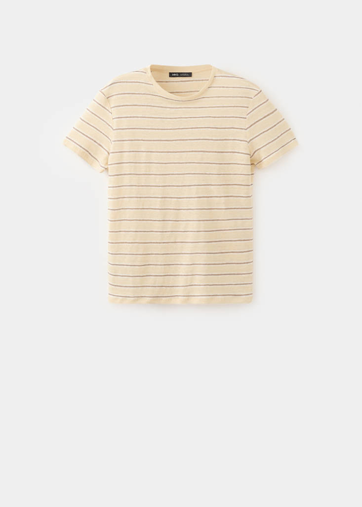 Short-sleeved linen t-shirt — Yellow