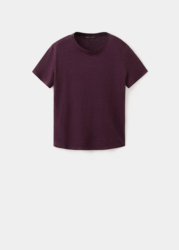 Short-sleeved linen t-shirt — Wine