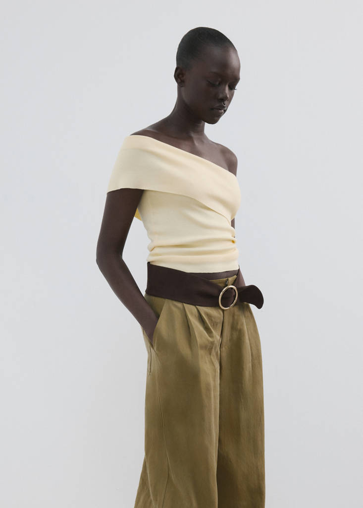Strapless knitted top — Vanilla