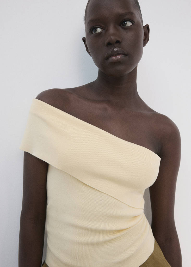 Strapless knitted top — Vanilla