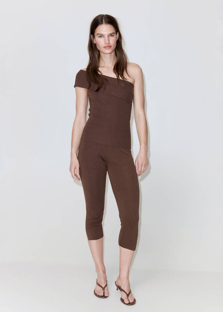 Strapless knitted top — Chocolate
