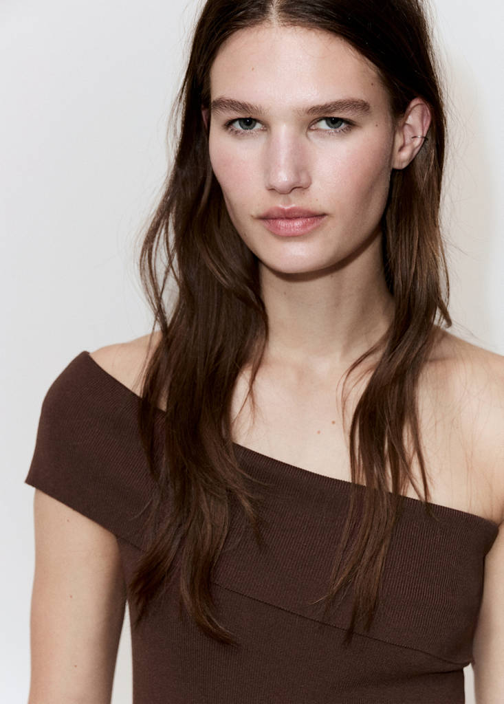 Strapless knitted top — Chocolate