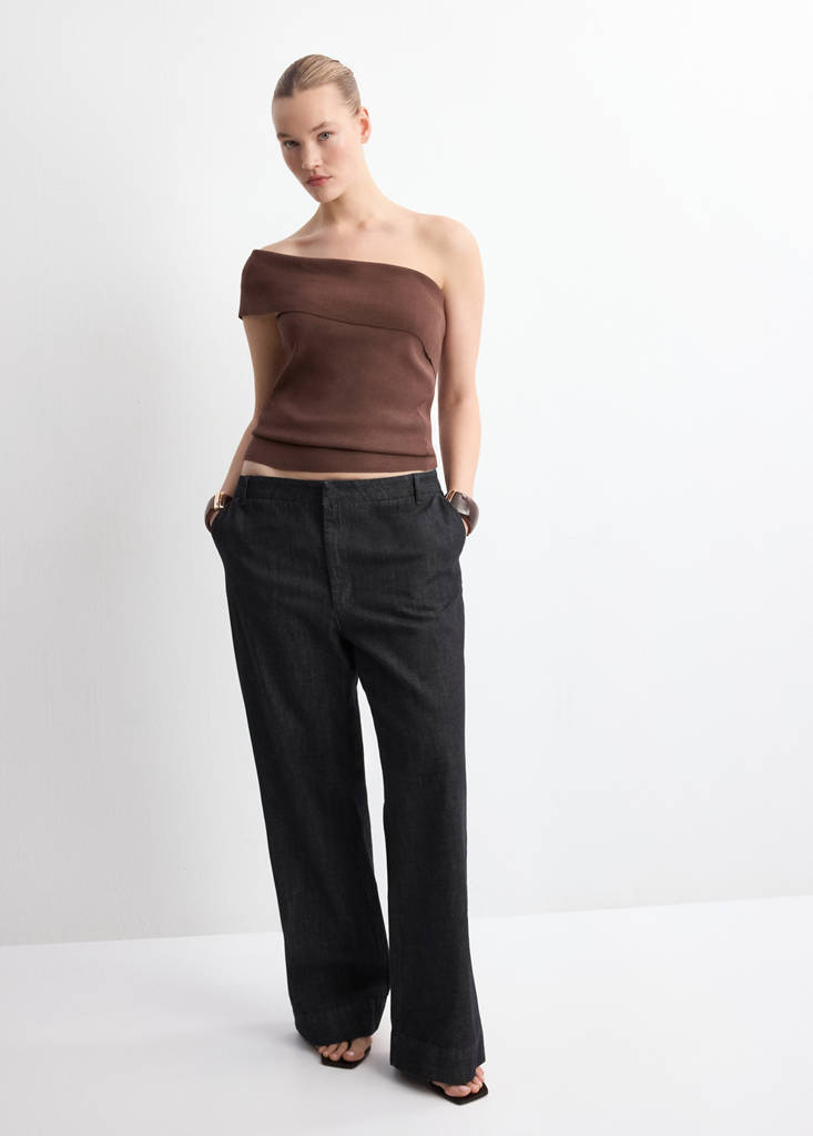 Strapless knitted top — Chocolate