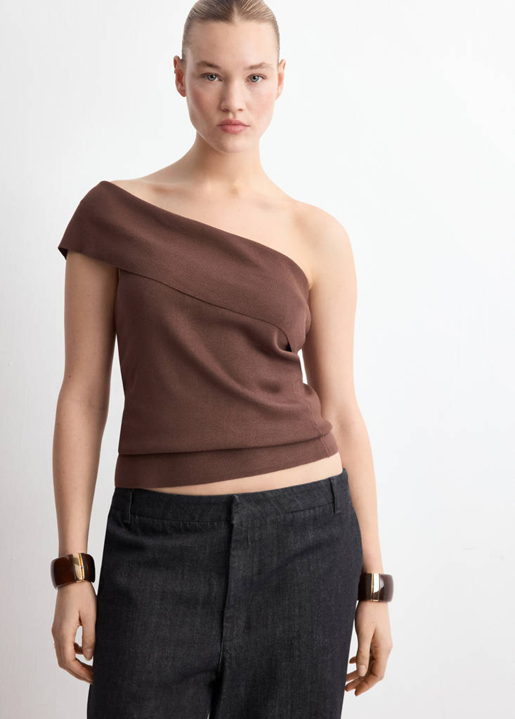 Strapless knitted top — Chocolate