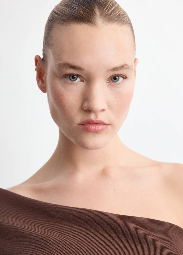 Strapless knitted top — Chocolate