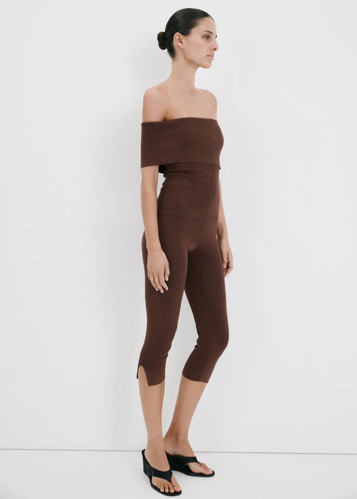 Strapless knitted top — Chocolate