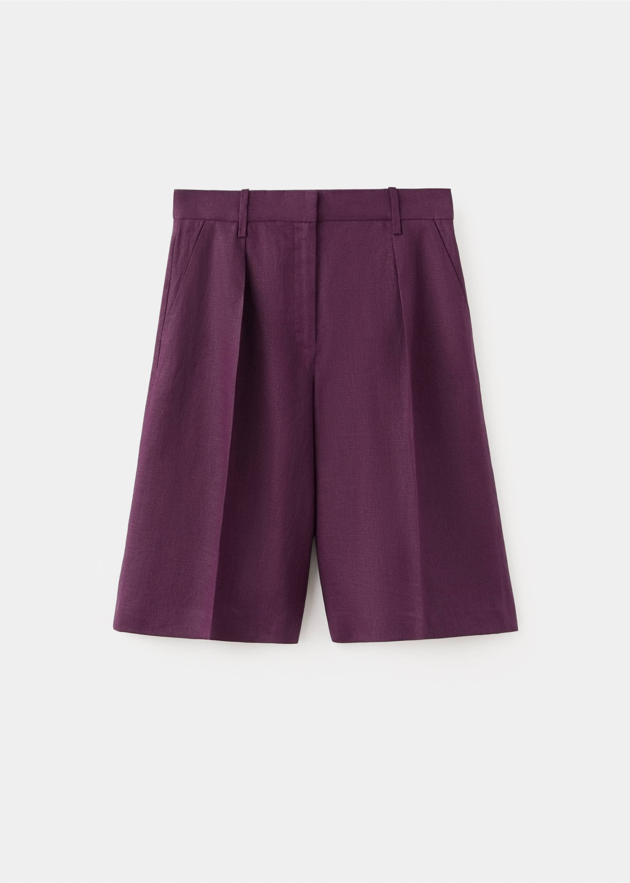 Bermudas lino rectas - Artículo sin modelo, Morado. Ref: 27077158-00.