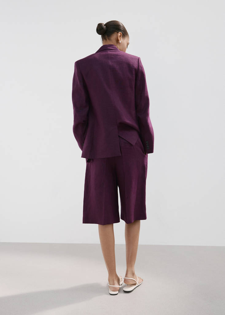 Straight linen Bermuda shorts — Purple