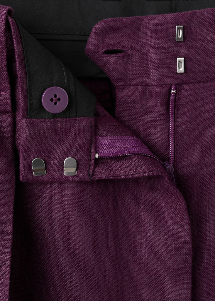 Straight linen Bermuda shorts — Purple