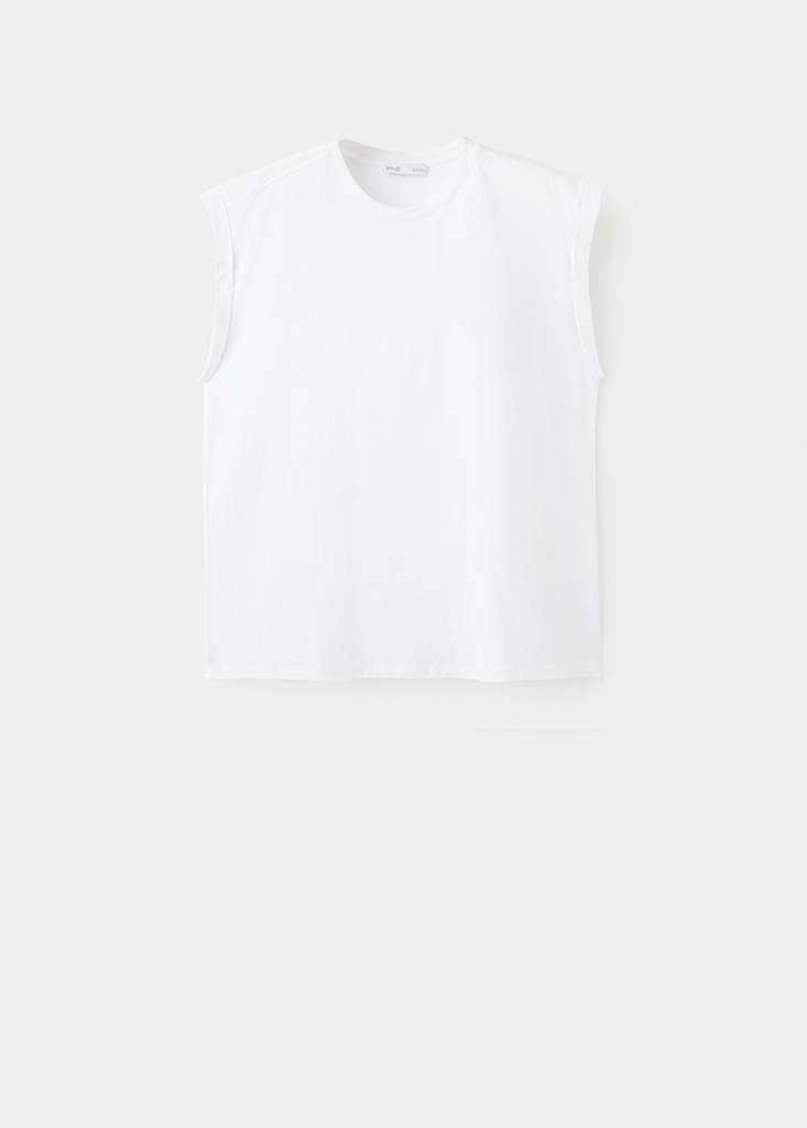 Short-sleeved t-shirt with shoulder pads — White