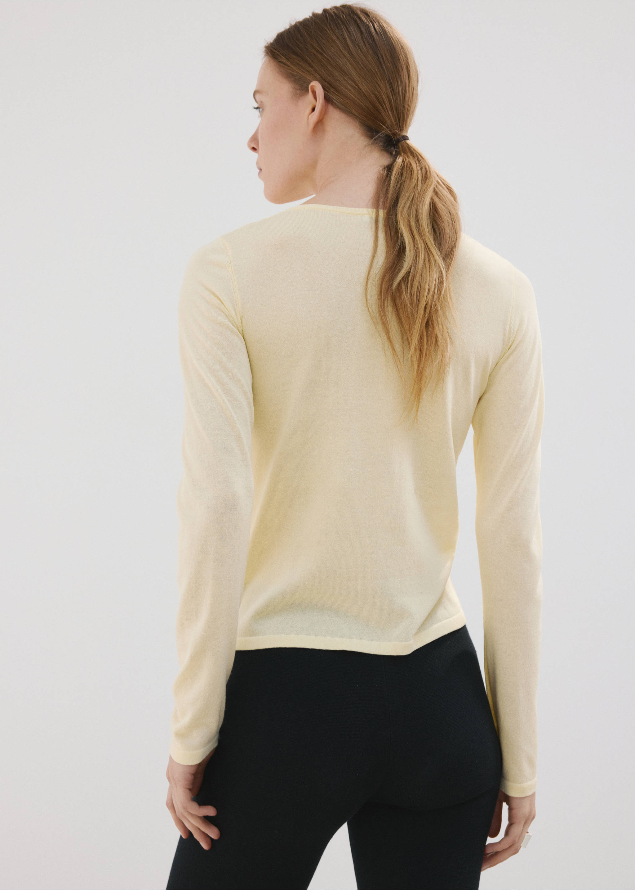 Cardigan maille boutons - Verso de l’article, Jaune pastel. Ref: 27077162-00.