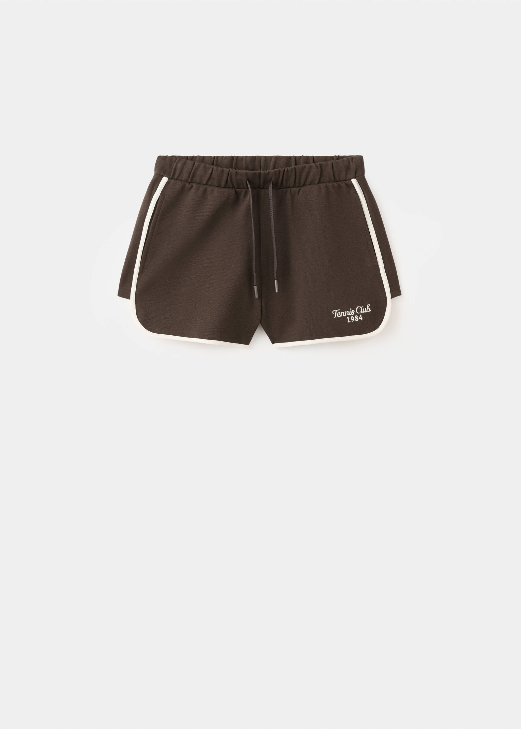 Short coton inscription brodée - Article sans modèle, Marron. Ref: 27077163-00.