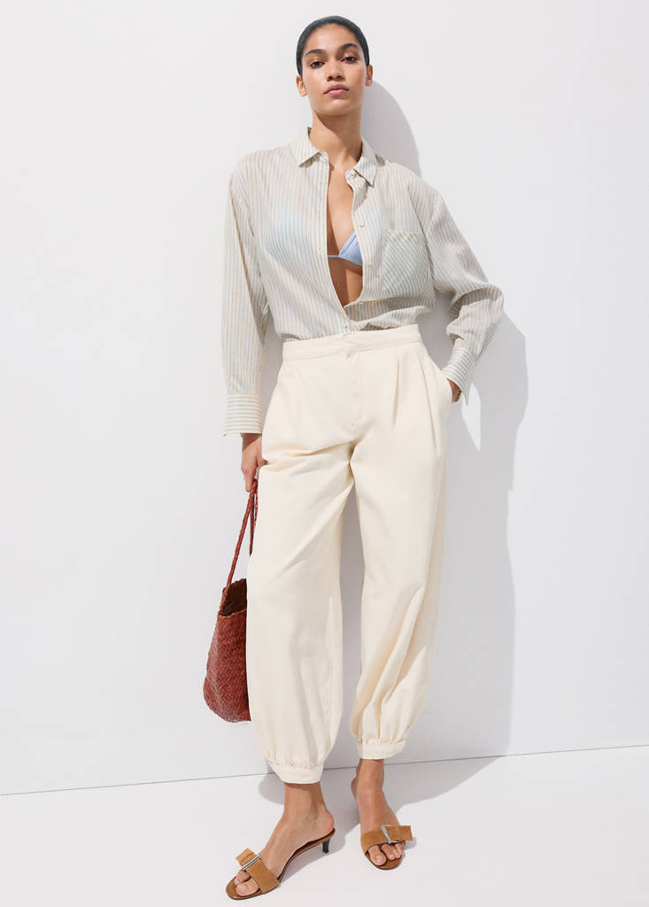 Mango Mid-rise Baggy Jeans In Sand