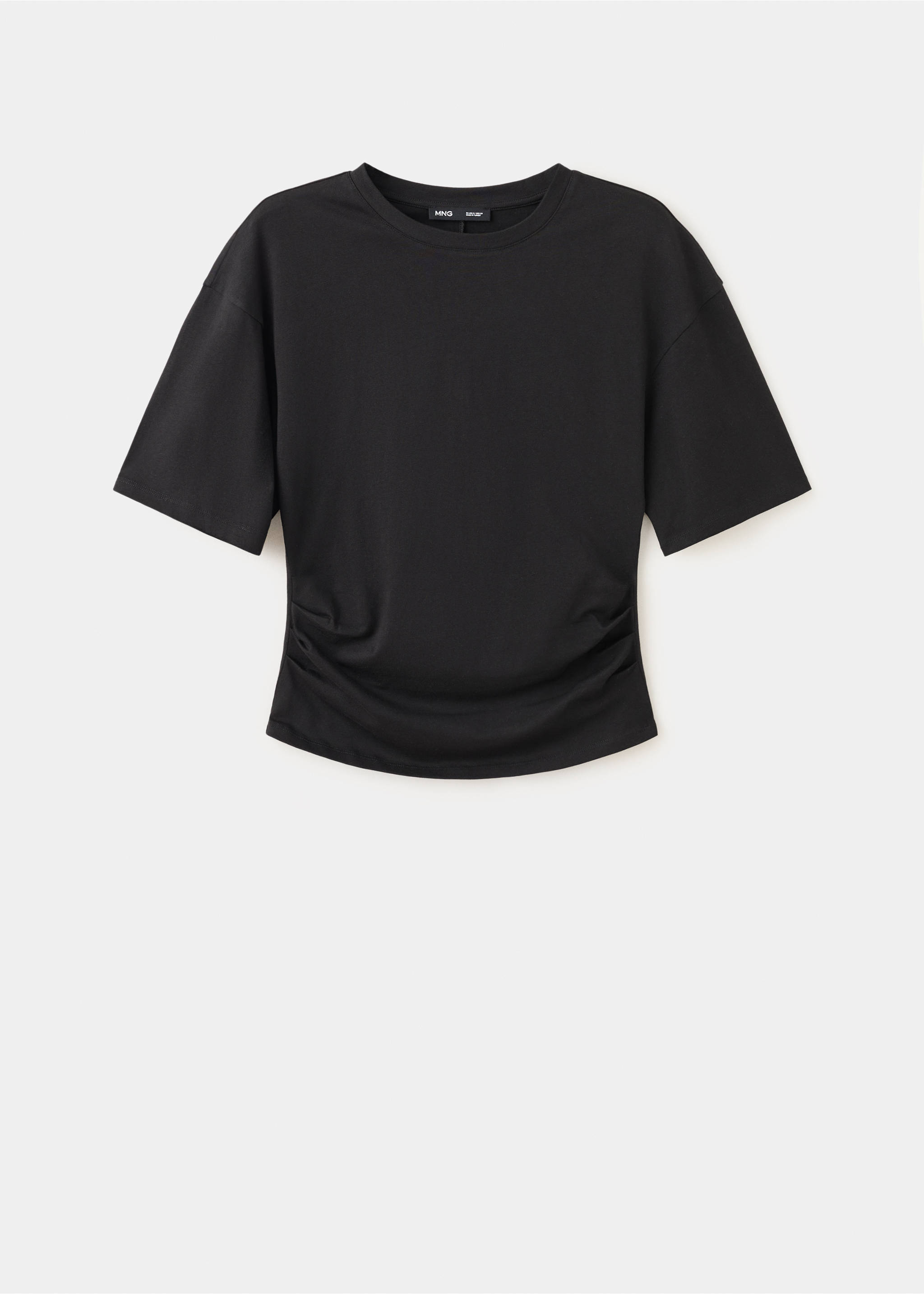 Cotton t-shirt with pucker detail - Article without model, Black. Ref: 27077166-00.