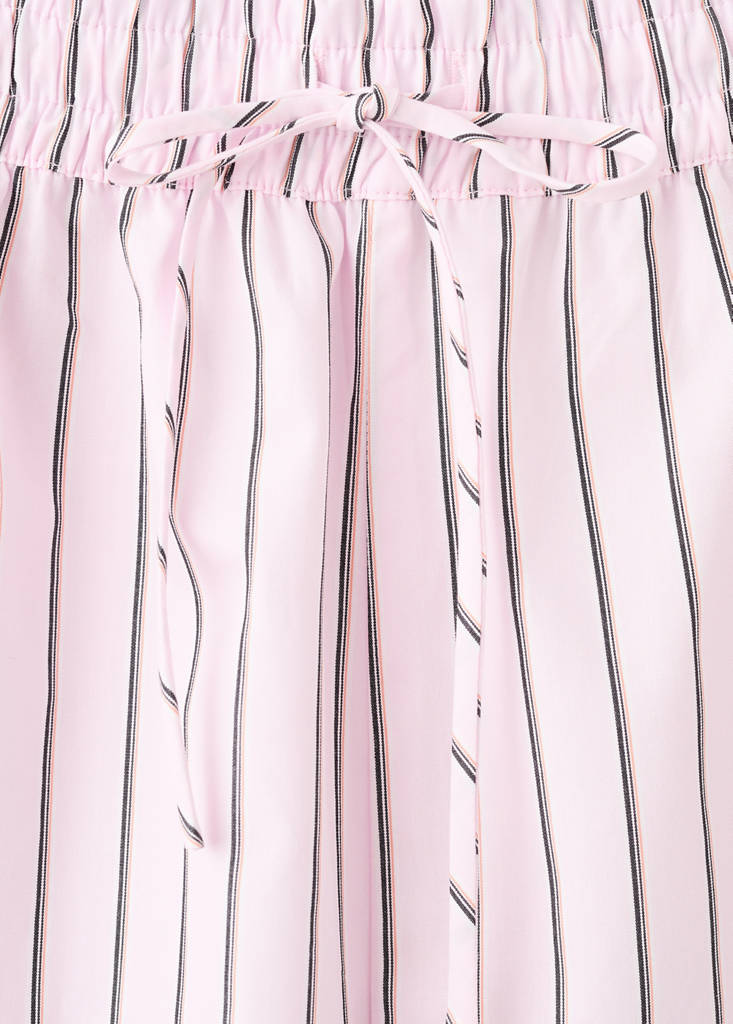 Striped poplin shorts with embroidered message — Pastel Pink