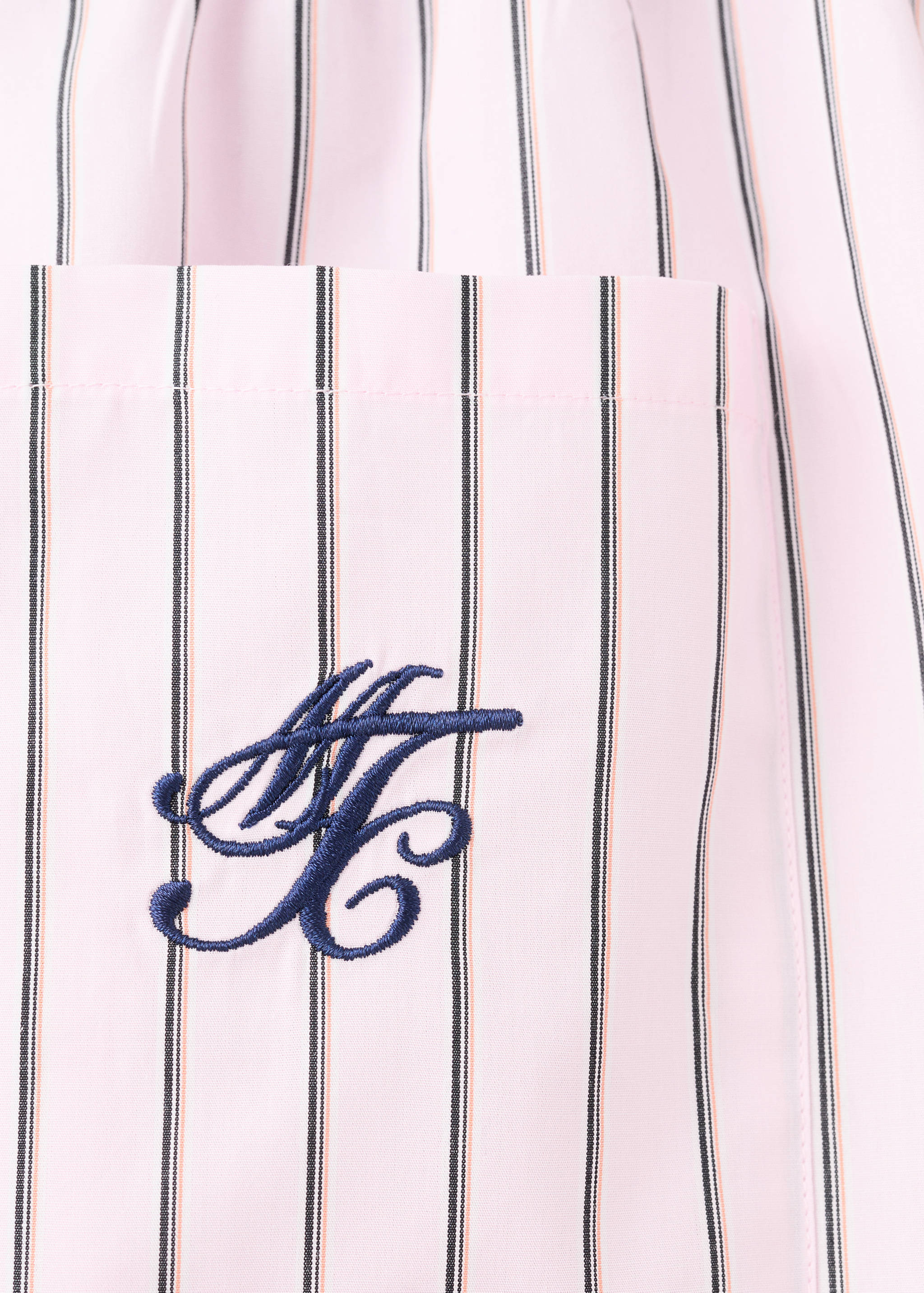 Short en popeline rayée message brodé - Détail de l'article 0