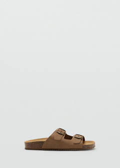 Buckles leather sandal — Medium Brown 1