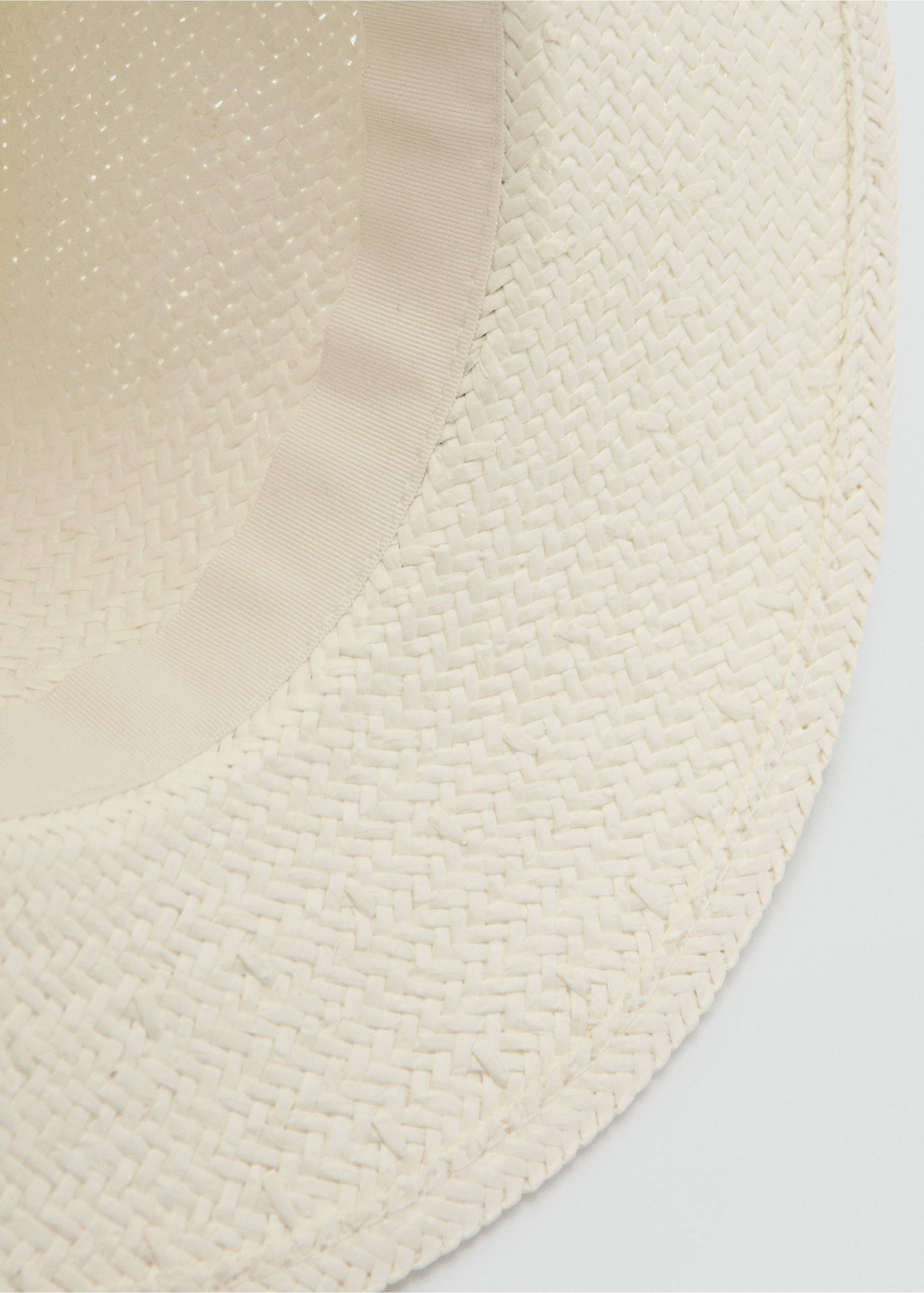 Natural fiber bow hat - Details of the article 1, White. Ref: 27077776-00.
