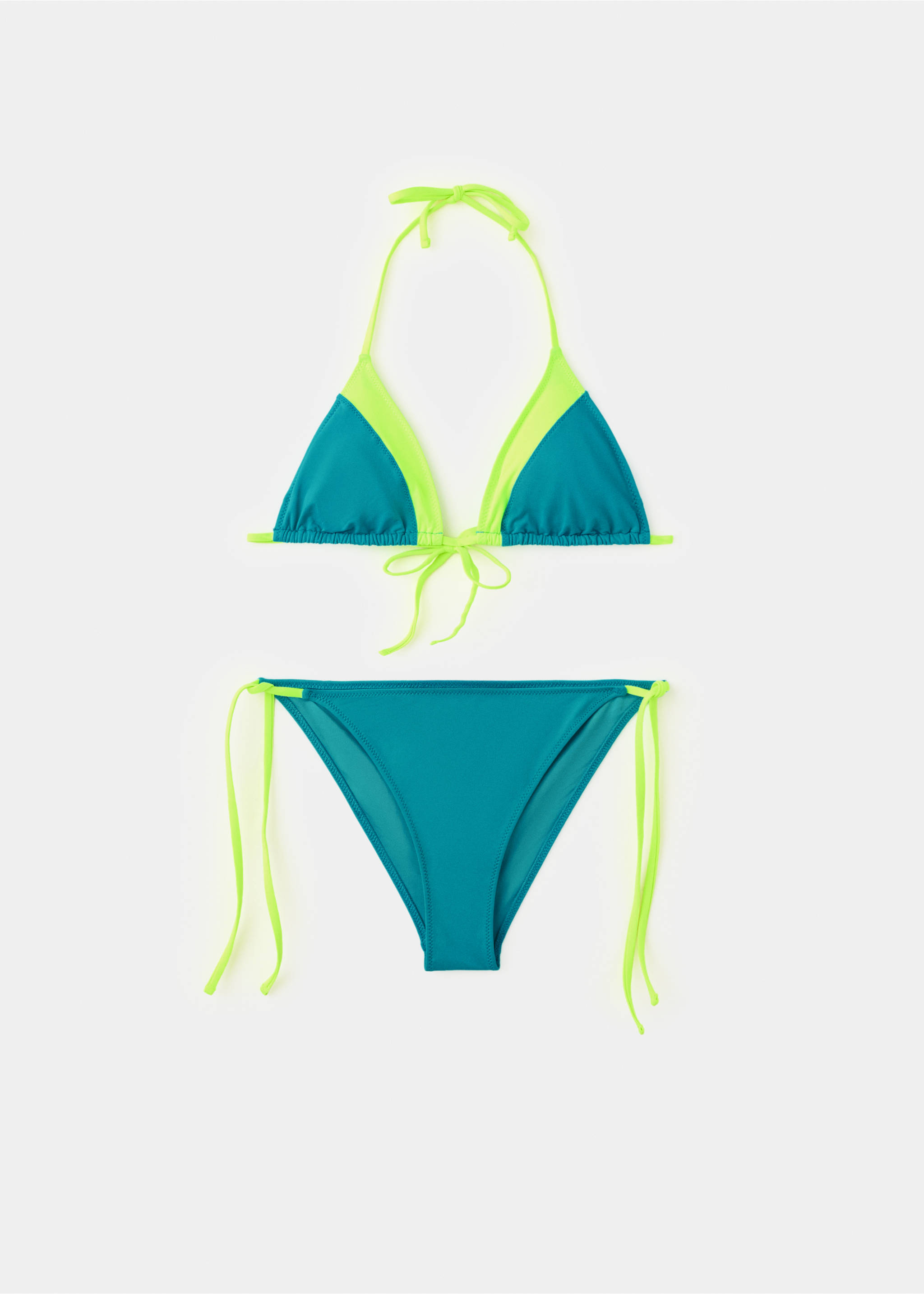 Двухцветное бикини с плавками средней посадки - Изделие без модели, Бирюзовый. Ref: 27077778-00.