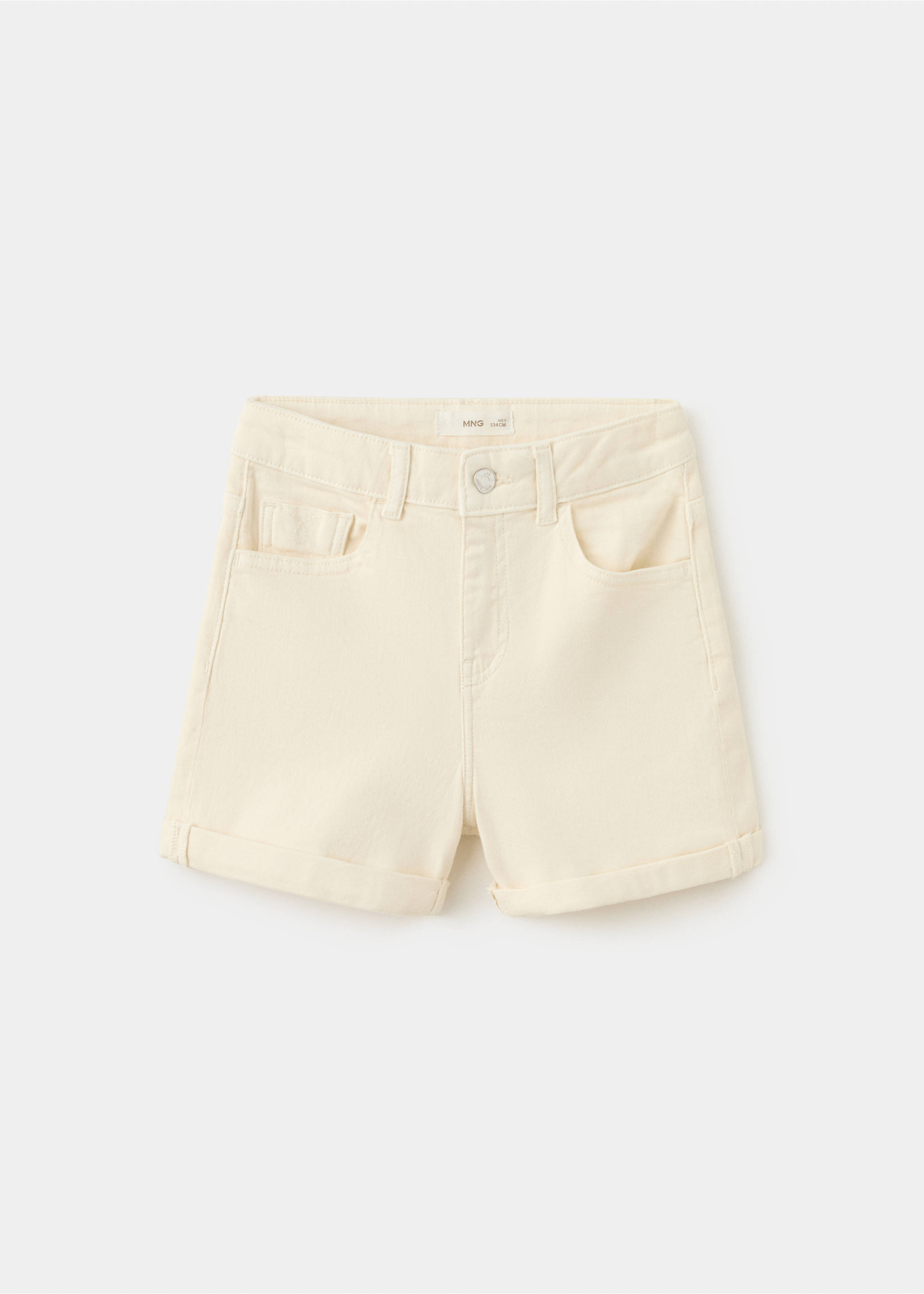Denim shorts with turned-up hem - Article without model, White. Ref: 27077780-00.