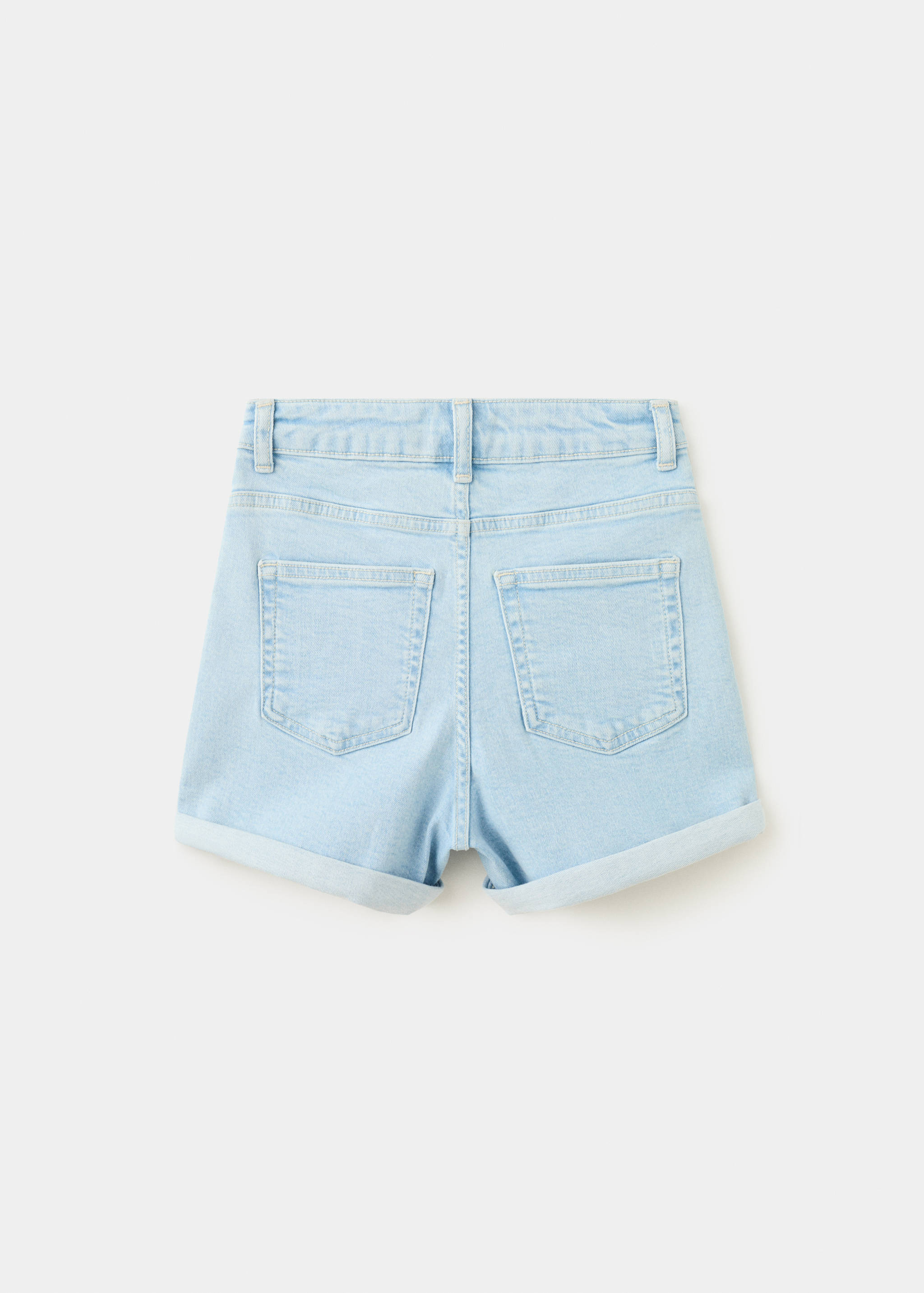 Denim shorts with turned-up hem - Reverse of the article
