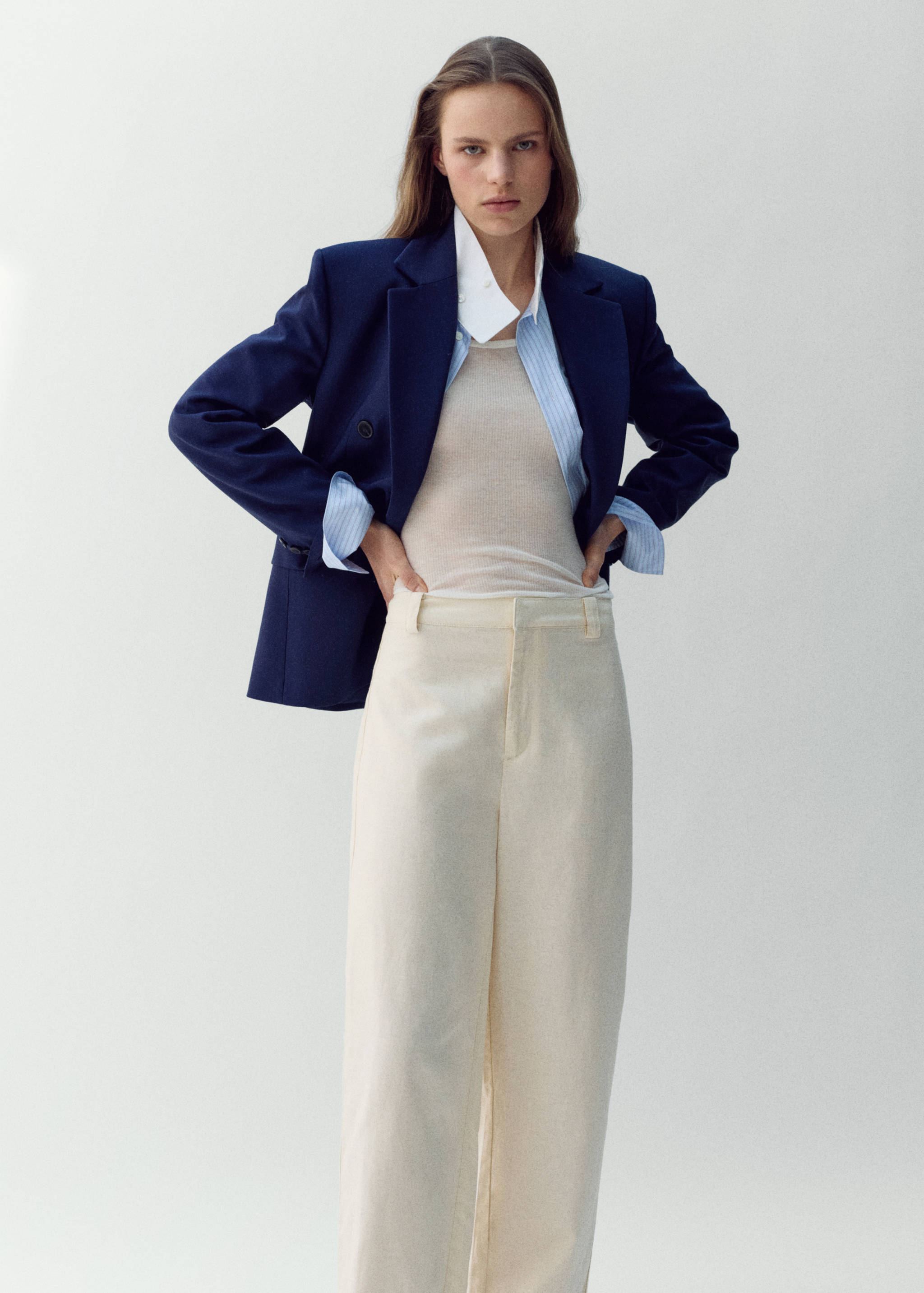 Linen high-waist trousers - Medium plane