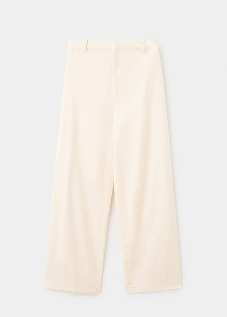 Linen high-waist trousers — Beige