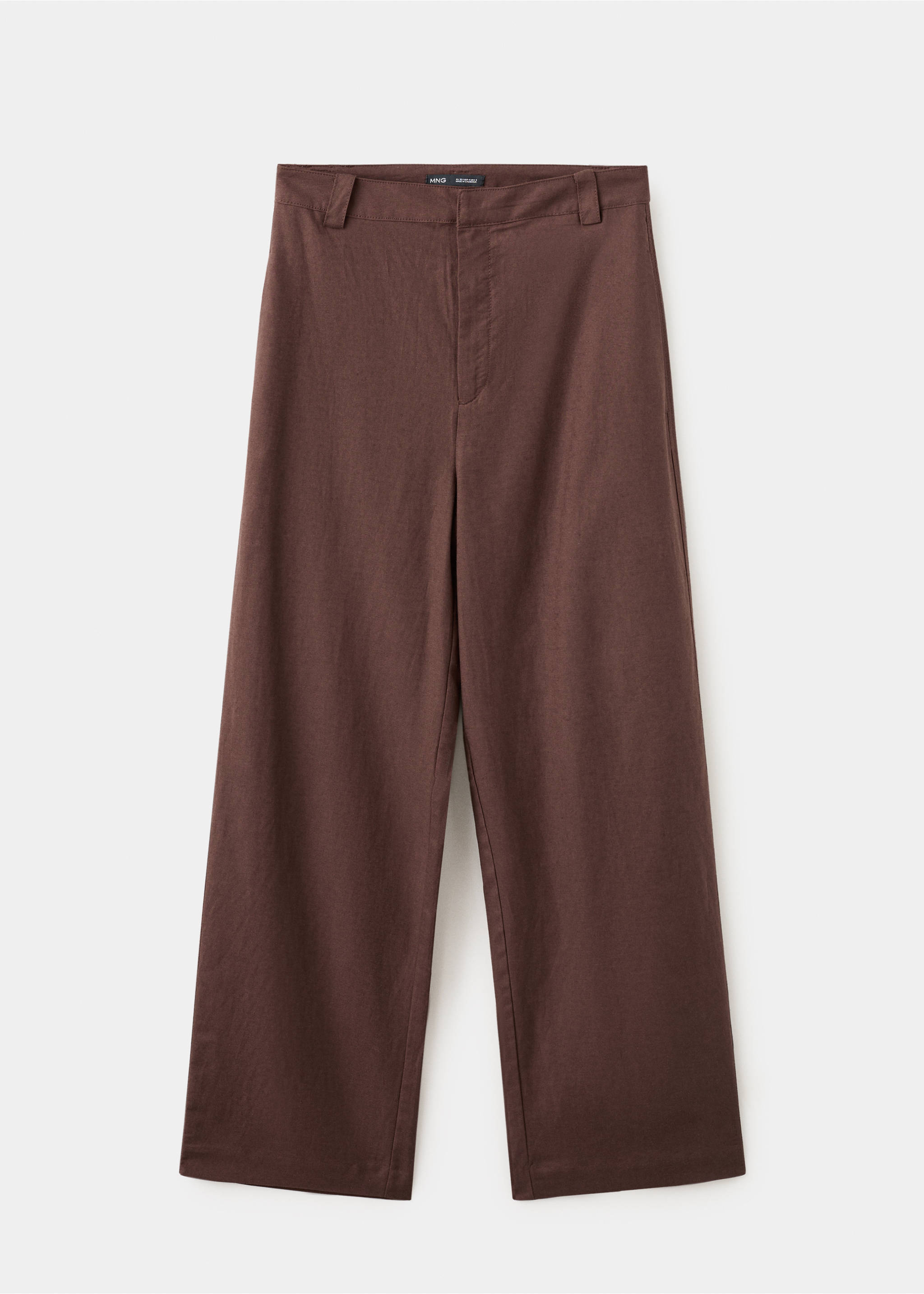 Linen high-waist trousers - Article without model, Chocolate. Ref: 27077783-00.