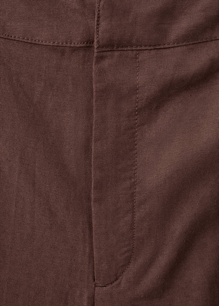 Linen high-waist trousers — Chocolate