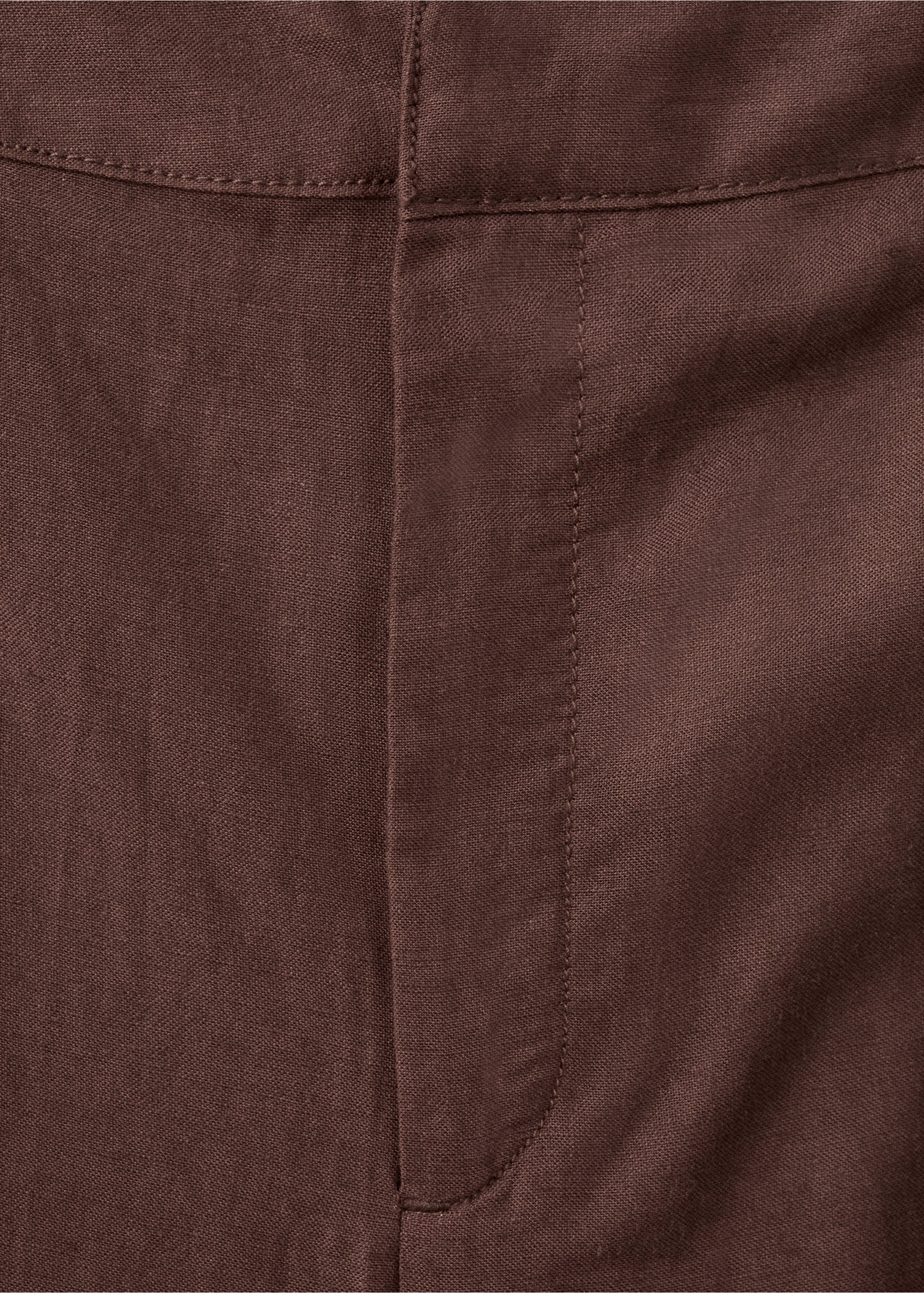 Linen high-waist trousers - Details of the article 0, Chocolate. Ref: 27077783-00.