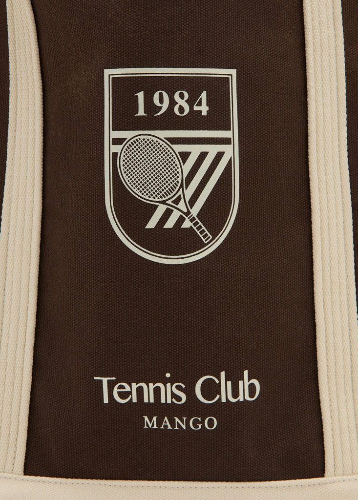 Shopper bag with embroidered message — Brown