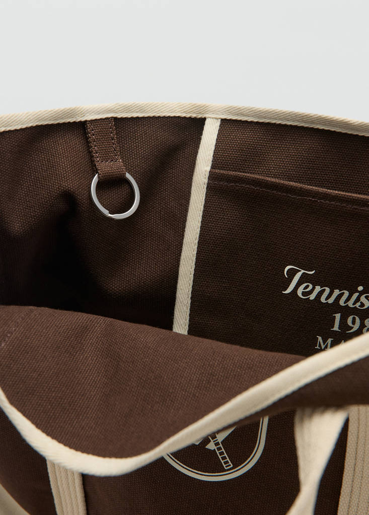 Shopper bag with embroidered message — Brown