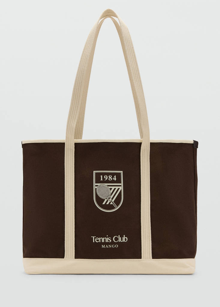 Shopper bag with embroidered message — Brown