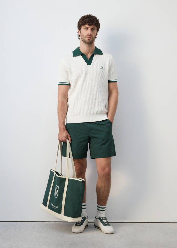 Shopper bag with embroidered message — Khaki