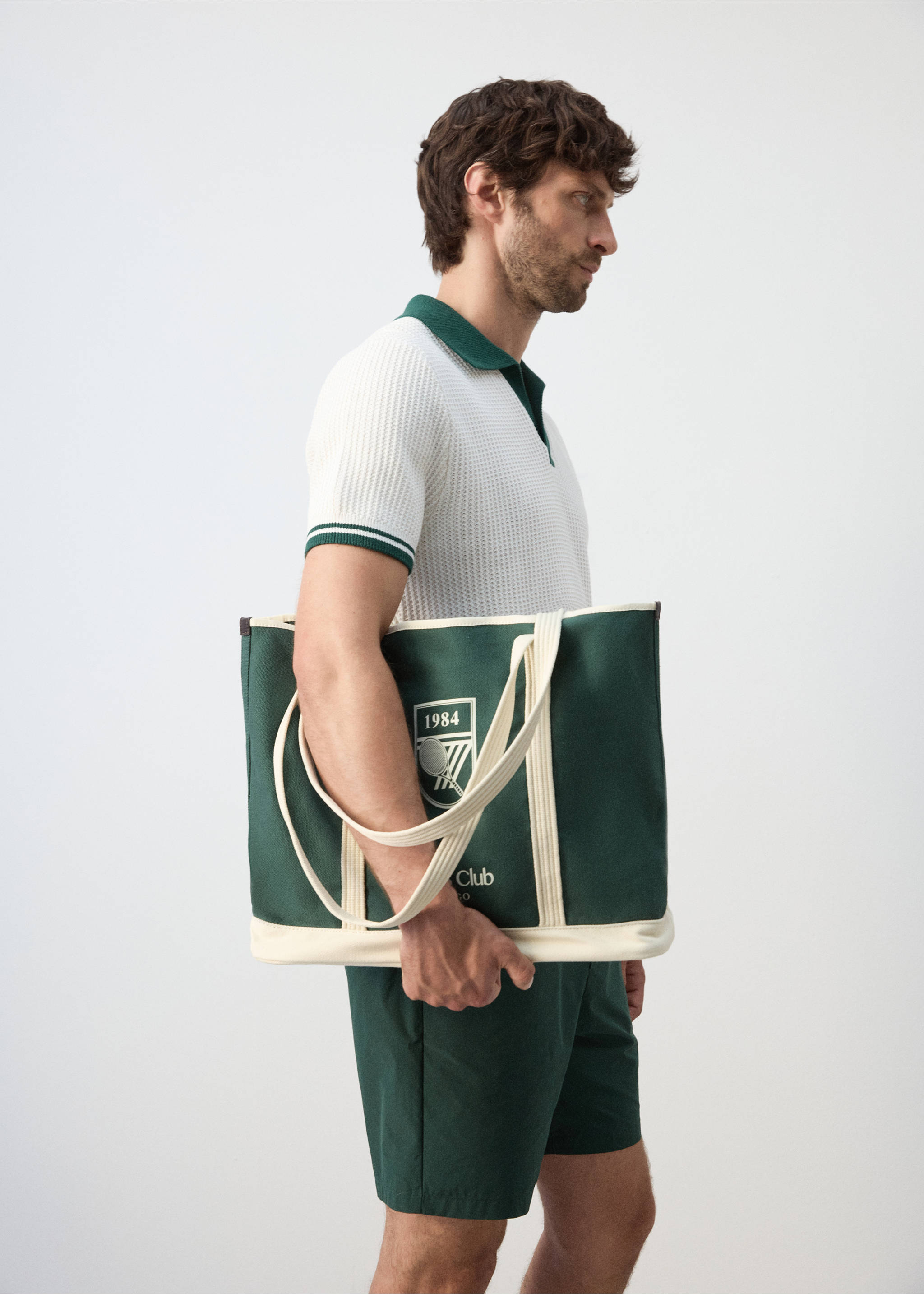 Shopper-Bag mit aufgesticktem Schriftzug - Detail des Artikels 9, Khaki. Ref: 27077784-00.