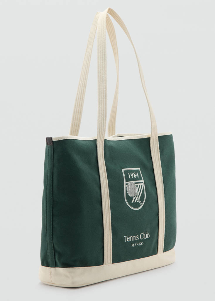 Shopper bag with embroidered message — Khaki