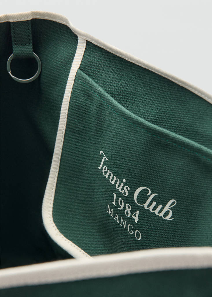 Shopper bag with embroidered message — Khaki