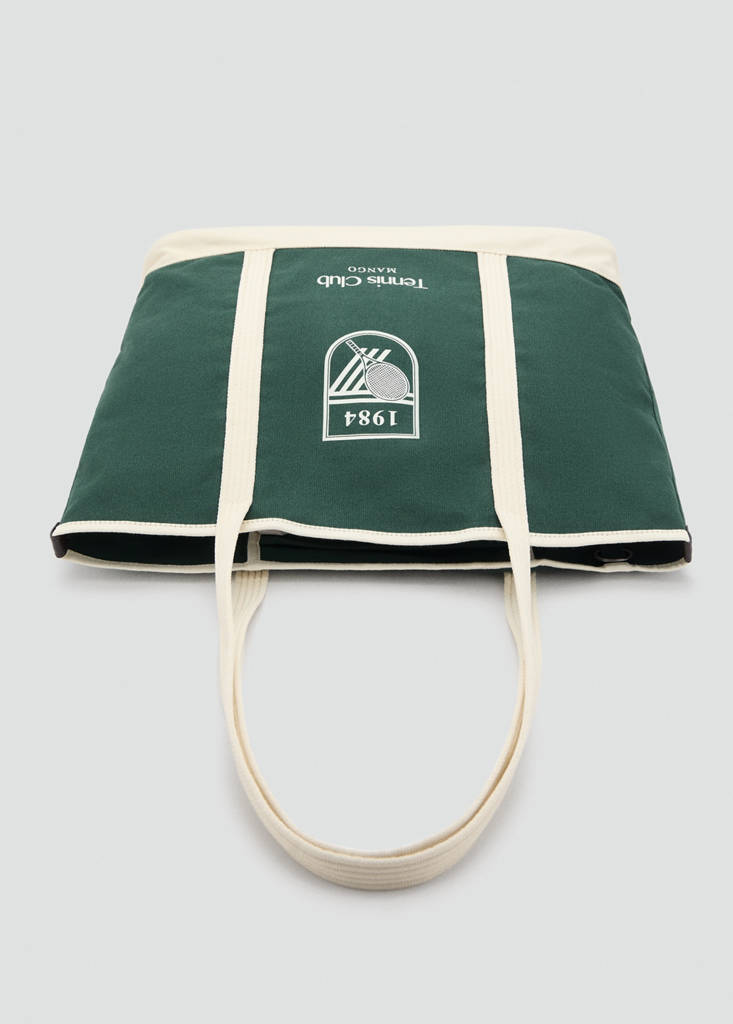 Shopper bag with embroidered message — Khaki