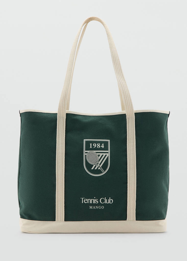 Shopper bag with embroidered message — Khaki