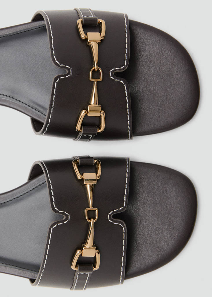 Metallic detail strap sandal — Chocolate