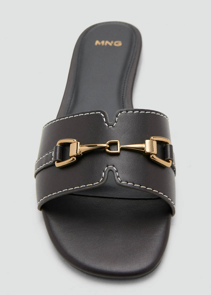 Metallic detail strap sandal — Chocolate