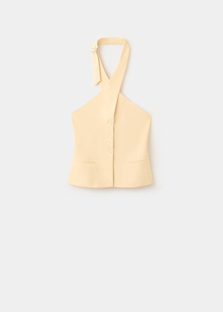 Linen buttoned top — Yellow