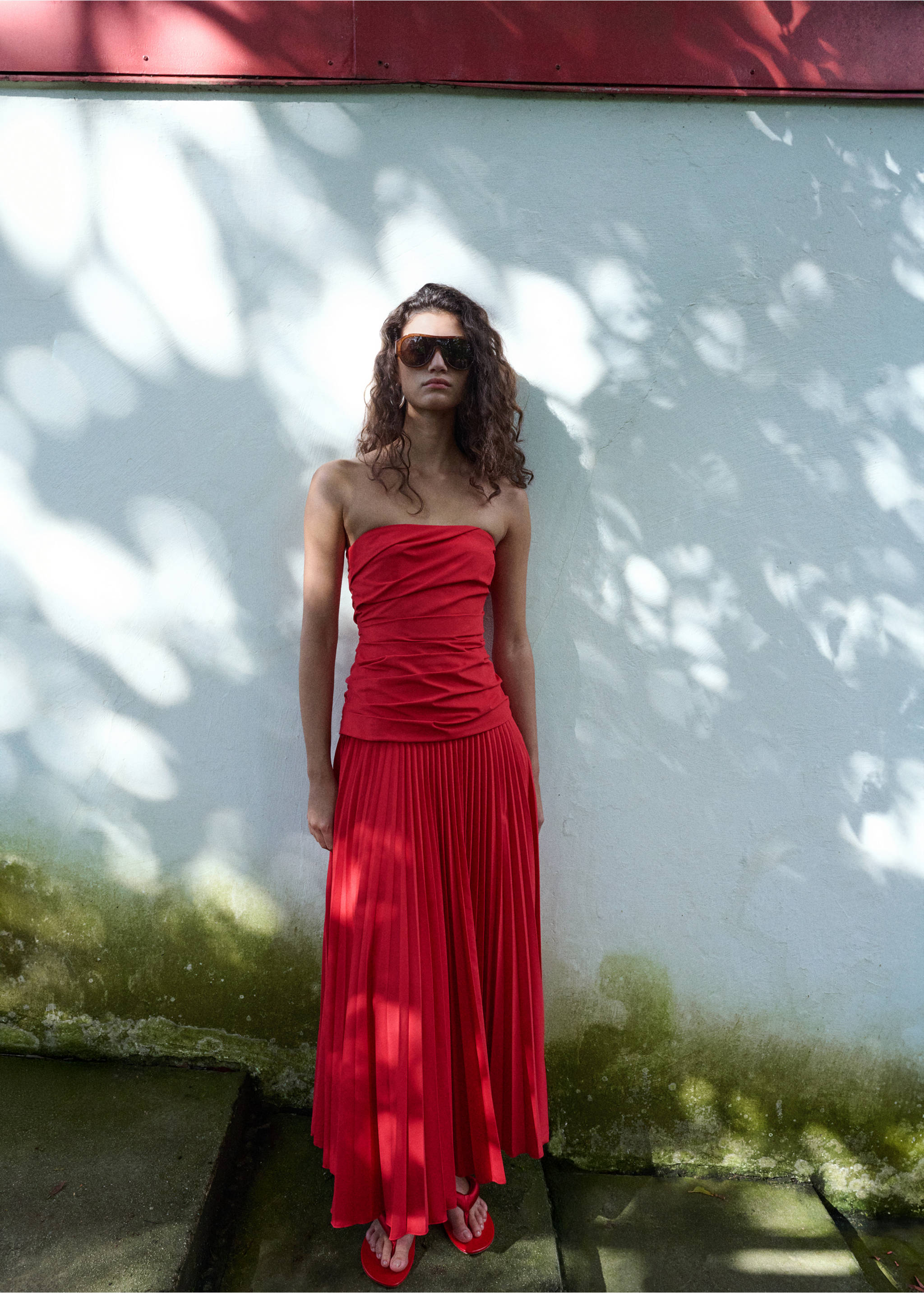 Combined strapless dress - General plane, Red. Ref: 27077794-00.