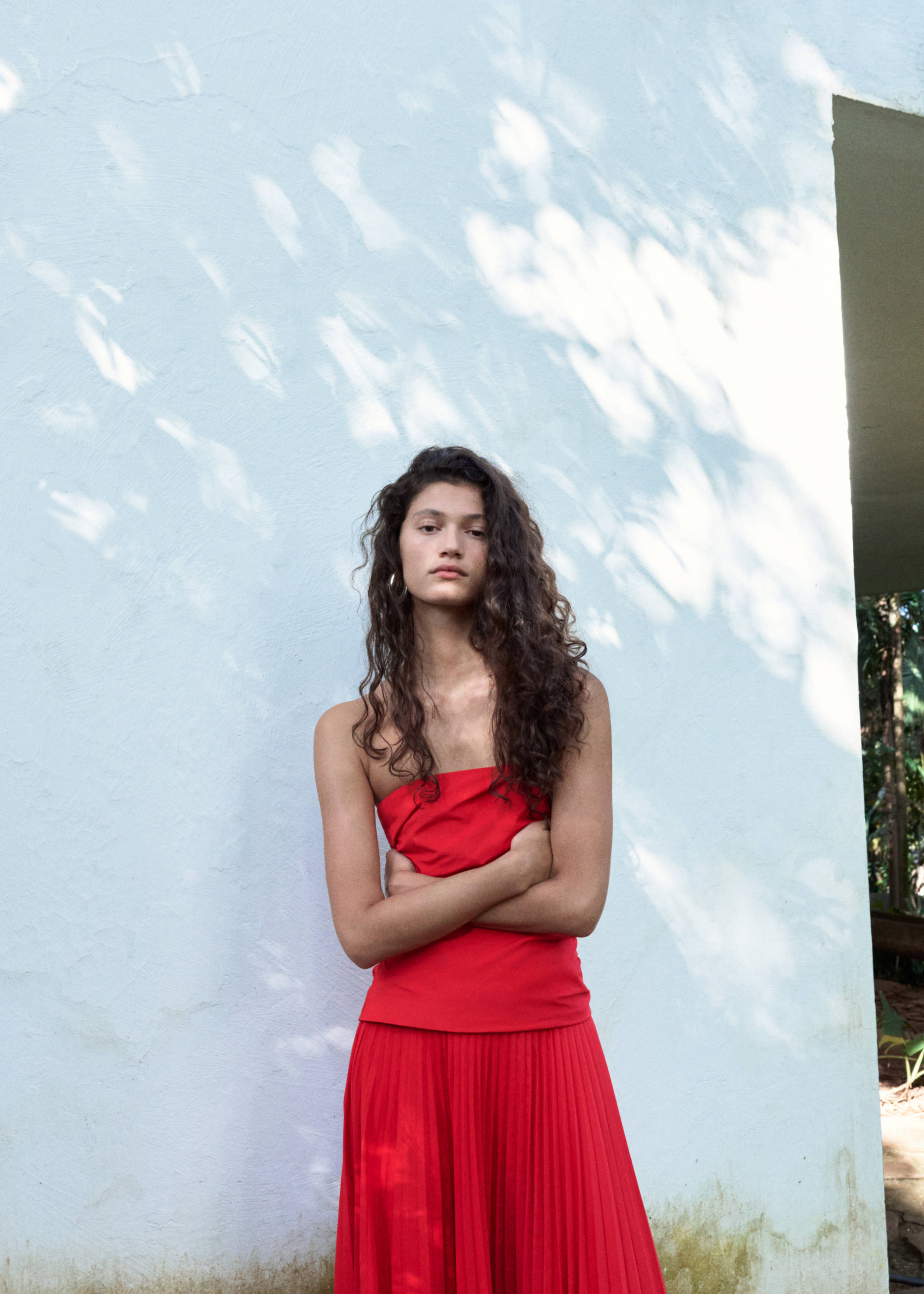 Combined strapless dress - Details of the article 1, Red. Ref: 27077794-00.