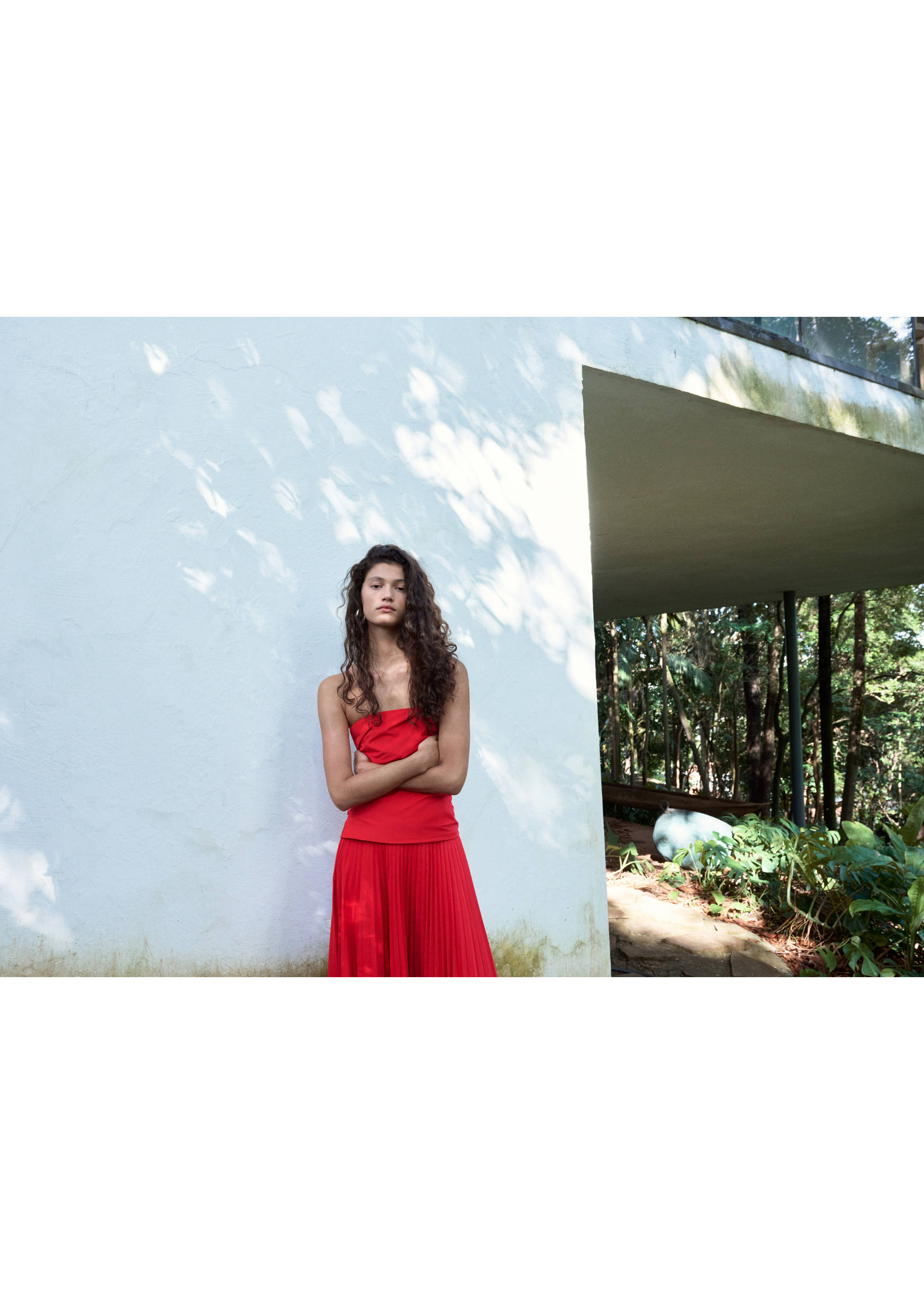 Combined strapless dress - Panoramic plane, Red. Ref: 27077794-00.