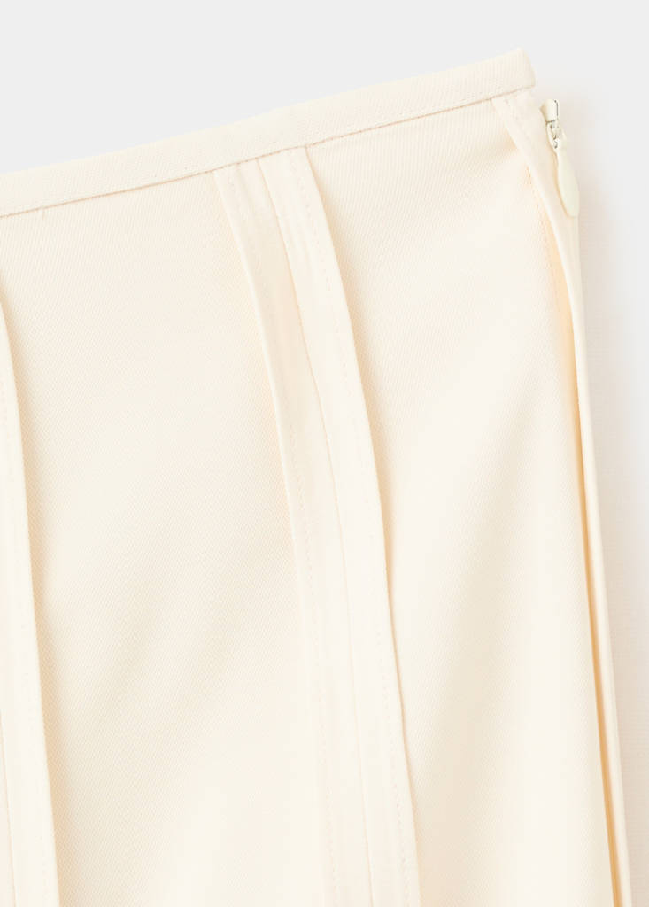Midi skirt with pleated asymmetric hem — Sand