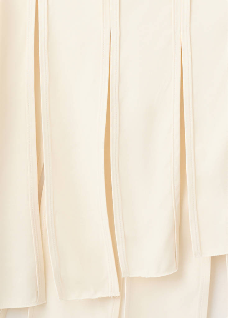 Midi skirt with pleated asymmetric hem — Sand