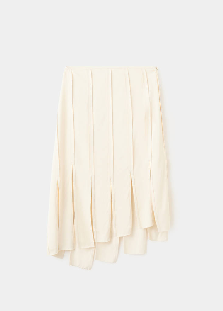 Midi skirt with pleated asymmetric hem — Sand
