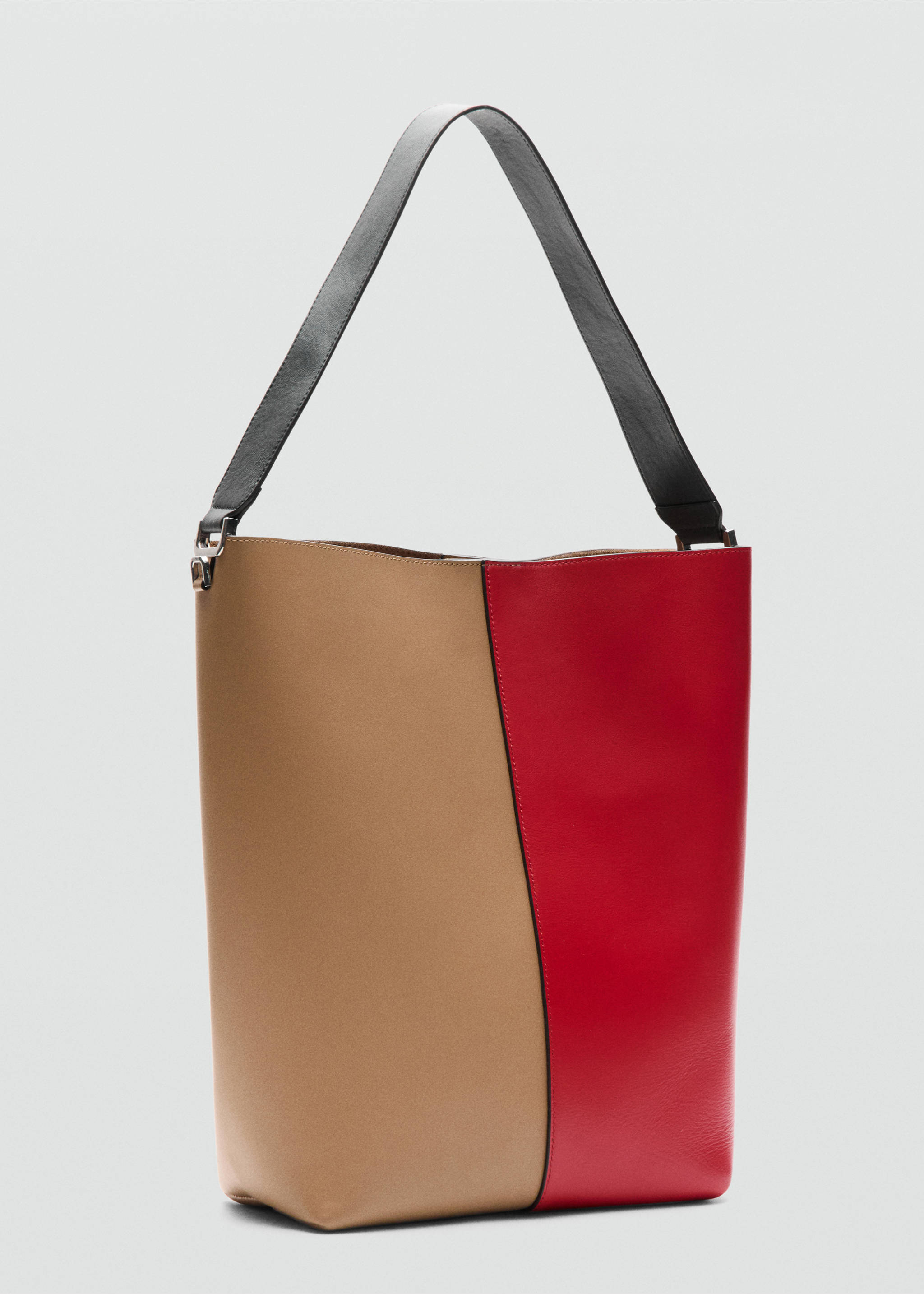 Bolso saco piel bicolor - Plano medio, Rojo. Ref: 27077800-00.