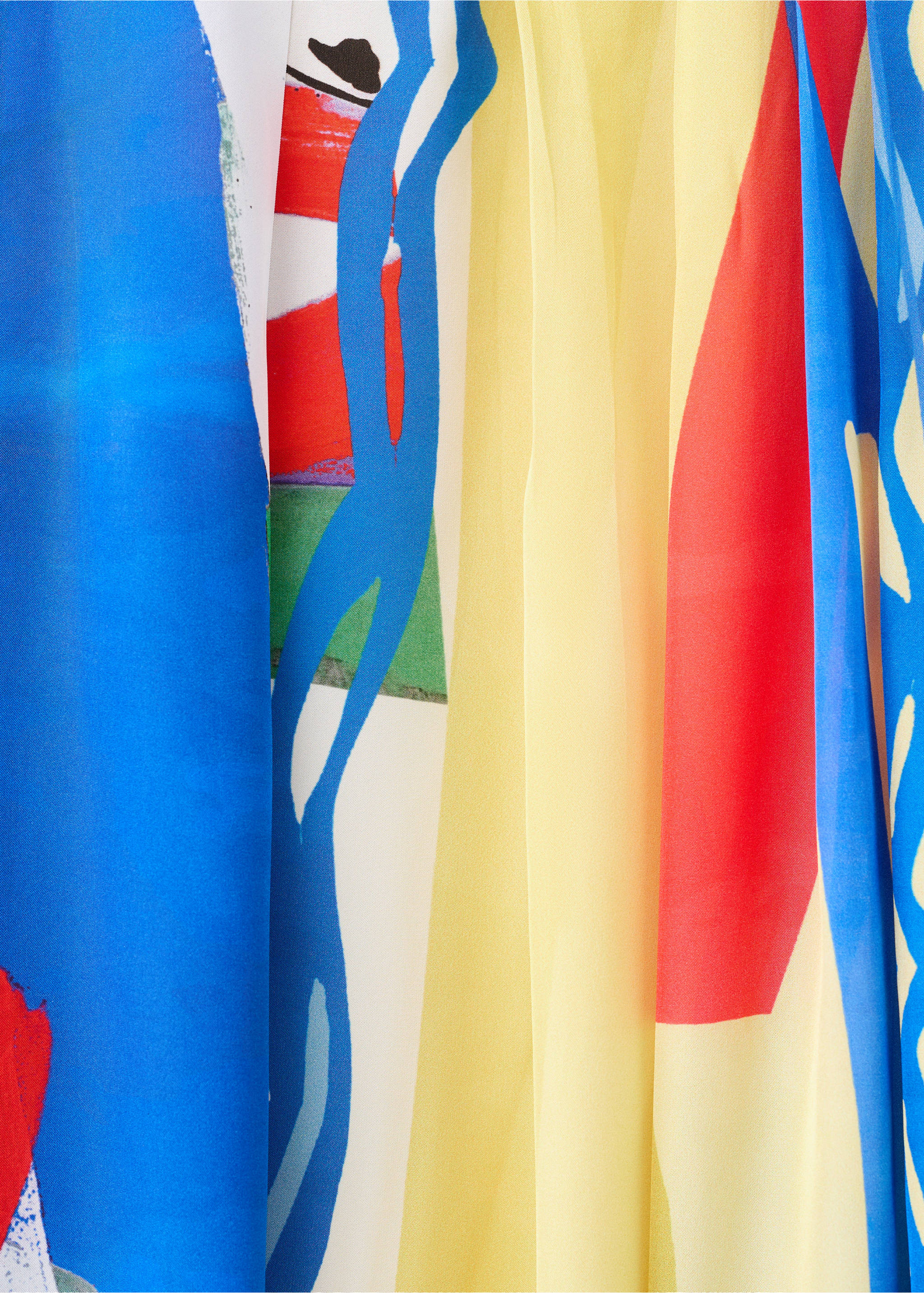 Asymmetrical printed skirt - Details of the article 8, Blue. Ref: 27077801-00.